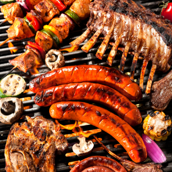 Mixed grill platter, Include chicken, sausages and then fill in the rest with grilled vegetables